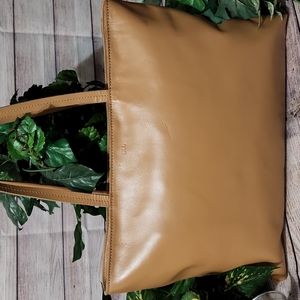 Mark and Graham Leather Tote with Linen Blend Liner